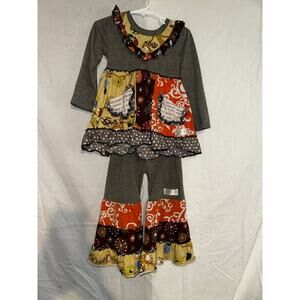 Sweet Girls Boutique Size 2T Fall Ruffle Outfit 2-piece Set – Patchwork